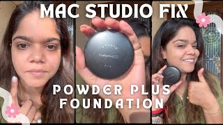 Mac powder plus foundation on Indian skin  Mac Studio fix NC35 on medium skin tone  Madhuri Vogue [upl. by Campney]