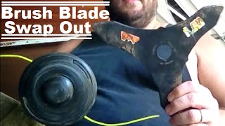 DIY How To Turn Your Weed Trimmer Head Into A Brush Cutter Blade To Clear Land And Property [upl. by Scriven]