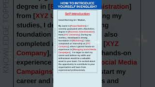 How to introduce Yourself in an Interview in English  Self Introduction in English [upl. by Gerik]