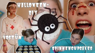 Last minute HALLOWEEN Kostüm💉amp Spinnencupcakes🕷  DIY [upl. by Alliuqal]