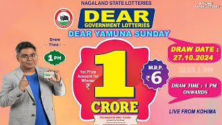 DEAR YAMUNA SUNDAY WEEKLY DEAR 1 PM ONWARDS DRAW DATE 27102024 NAGALAND STATE LOTTERIES [upl. by Euqinmod]