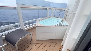 Gran Aurea Suite cabin on MSC Seaside with jacuzzi Sleeps up to 4 guests [upl. by Brest565]