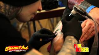 Paul Acker tattooing with Eternal Ink [upl. by Odlanra]