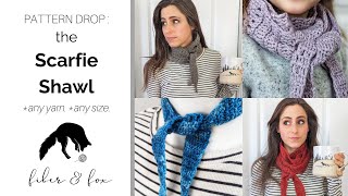 Pattern Drop The Scarfie Shawl  ANY yarn any size customizable petite crochet scarf shawl pattern [upl. by Philo]