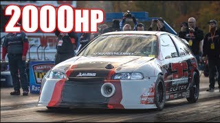 2000HP 20L Honda Civic 212MPH on 85PSI  Worlds Fastest FWD amp New AWD BSeries Record [upl. by Lissy397]