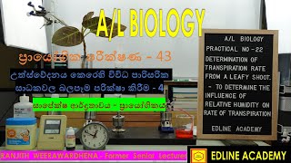 Determination of transpiration rate from a leafy shoot using potometer Part 6 AL Biology Practicals [upl. by Polloch]