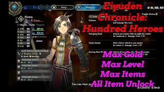 Eiyuden Chronicle Hundred Heroes  Max Gold Max Character Levels Max Items Unlock All [upl. by Esiuqcaj]