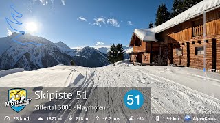 Skiing Mayrhofen  Finkenberg ⛷️ Ski Slope 51  Zillertal 3000  With GPS Stats [upl. by Akiehsat613]