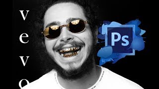 Post Malone  rockstar Photoshop CS6 Color Splash Effect Golden Teeth [upl. by Alimac]