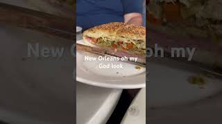 Muffaletta Sandwich from the French Quarter in New Orleans muffaletta neworleans frenchquarter [upl. by Akehsal]