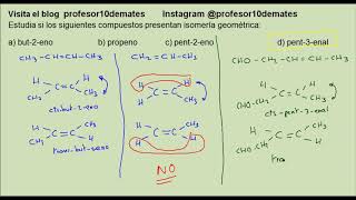 Isómeros Isomería geométrica cis y trans ejercicios ejemplos y teoría [upl. by Wilmott397]