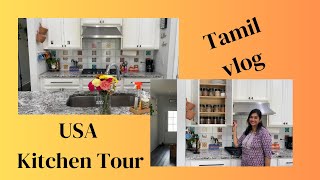 Kitchen Tour  USA  Tamil Vlog kitchen kitchentour tamil tamilusa [upl. by Ecilayram]