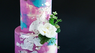 Scraped Watercolour Cake Tutorial Rosies Dessert Spot [upl. by Nahtannhoj]