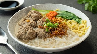 Homemade Mee Bakso  Indonesian Meatball Noodle Soup [upl. by Dalila880]