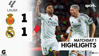 Real Madrid Held to 11 Draw by Mallorca Highlights Goals and Red Card [upl. by Assirehc]