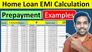 Home Loan EMI Calculation amp Prepayment Excel Calculator  Reduce EMI or Tenure Examples [upl. by Mable]