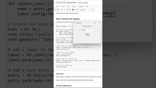 Graphic User Interface using TKINTER  100 Days of Python Programming  Day07 part 2 shorts [upl. by Sucerdor]