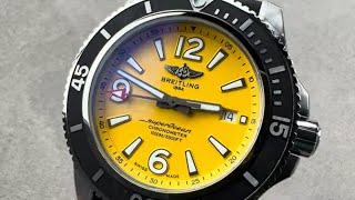 Breitling Superocean 44 Cobra Yellow Dial A17367021I1S1 Breitling Watch Review [upl. by Ahtelrac933]