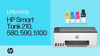 How to unbox amp set up  HP Smart Tank 210 580 590 5100 printers  HP Support [upl. by Adi420]