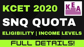 Super Numerary Quota  SNQ  full details  Eligibility Income levels Tuition Fee  KCET 2020 [upl. by Mayfield]