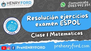 ✅ Clase 1  Matematicas  Examen admisión ESPOL 2023 [upl. by Templas309]