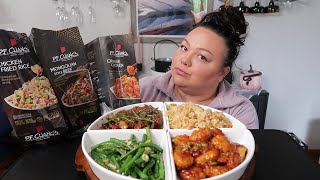 Trying PF Changs Freezer Meals Mukbang [upl. by Akirahc]