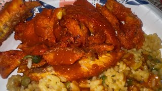 SEASONED AND COOKED  MARINATED PEACOCK BASS AND YELLOW RICE 🍚 DINNER TIME [upl. by Eneja]