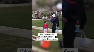 When Freddie Freeman found a kid dressed up as him for Halloween 🙌🎃 via chelseafreemanTT shorts [upl. by Lurie400]