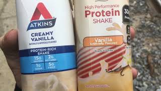 ATKINS creamy vanilla protein shake amp EQUATE Protein shake vanilla review [upl. by Adgam]