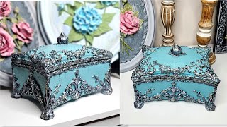 Beautiful Vintage Jewelry Box from Cardboard DIY Jewelry Box Design Craft Ideas [upl. by Nauwaj]