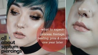 Septum Piercing 101 Process Footage AftercareHealing Pros and Cons What to Expect [upl. by Gnilsia97]