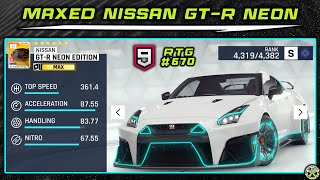 Asphalt 9  MAXing the Nissan GTR Neon  RTG 670 [upl. by Asirret]