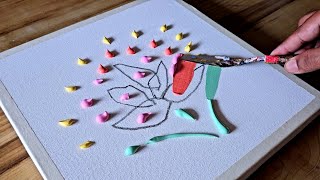 Easy Acrylic Painting Technique  Abstract Floral Painting  Step By Step [upl. by Assirialc]