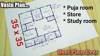 35 x 35 home design east face  2 bhk house plans  35 x 35 ghar ka naksha [upl. by Gaelan]