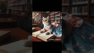 Adorable Sweet Cat Reading Book cat catlover catshorts [upl. by Anaitsirc123]