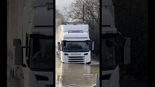 Great Work…👌🏼 SlowandSteady HGV SCANIA FloodedRoads Wading RiverCrossing essex UK Fyp [upl. by Merrick]