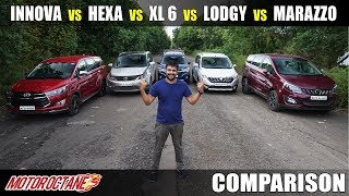 Marazzo vs XL6 vs Hexa vs Lodgy vs Innova Comparison  Hindi  MotorOctane [upl. by Ahseram]