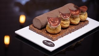 Bûche Saint Honoré Entremets Chocolat et Praliné de Aiguebelle [upl. by Aifas94]