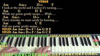 While My Guitar Gently Weeps Beatles Piano Cover Lesson with ChordsLyrics [upl. by Aleck295]