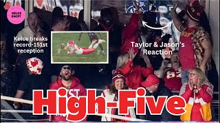 OMG Jason Kelce amp Taylor Swift’s REACTION after Travis Kelce BREAKS record for postseason reception [upl. by Rodriguez]