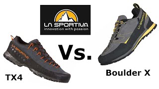 La Sportiva TX4 vs Boulder X  Unboxing and comparison [upl. by Gamali569]