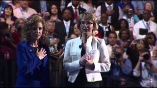 Raw Video Gabby Giffords leads Pledge at DNC [upl. by Valaria]