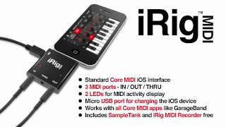 iRig MIDI Core MIDI interface for iPhone  iPod touch  iPad and SampleTank for iOS [upl. by Marybeth]