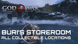 God Of War 100 Collectible Guide BURIS STOREROOM [upl. by Neirad622]