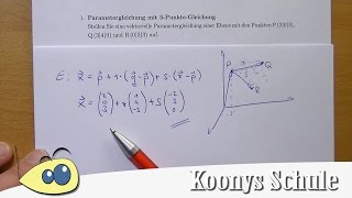 Beispiel Parametergleichung mit 3 Punkten aufstellen  Ebenengleichungen Blatt 1925 14 [upl. by Rita]