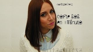 Cómo cortar el cabello estilo bob Media Melena en 1 minuto  Bob haircut [upl. by Moneta]