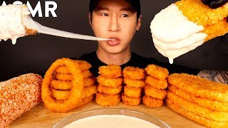 MOST POPULAR FOOD FOR ASMR  ALFREDO SAUCE MOZZARELLA CORN DOG NUGGETS ONION RINGS HASH BROWNS [upl. by Aw]