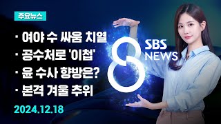 주요뉴스 오늘2024년 12월 18일 SBS 8뉴스 헤드라인  SBS 8뉴스 [upl. by Olvan]