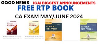 ICAI Important Announcement  How to Order FREE RTP Book CA Exam May June 2024 [upl. by Emia940]