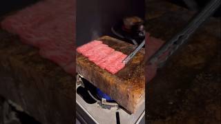 Grilling Wagyu steak on a salt rock [upl. by Justinian147]